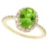 Genuine Peridot Diamond Engagement Ring 10kt Yellow Gold Oval 