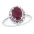 14Kt White Gold Ruby Diamond Halo Engagement Ring Oval