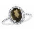 Smoky Quartz Diamond Halo Engagement Ring 10Kt White Gold