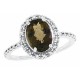 Smoky Quartz Diamond Halo Engagement Ring 10Kt White Gold