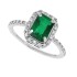 Emerald Diamond Engagement Ring 10Kt White Gold Emerald Cut