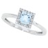 10Kt White Gold Aquamarine and Diamond Ring Princess Cut 