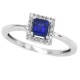 Princess Cut Genuine Sapphire Diamond Ring 10kt White Gold