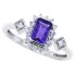 Emerald Cut Amethyst Diamond Ring 10Kt White Gold