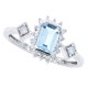 Emerald Cut Aquamarine Diamond Right Hand Ring 10Kt Gold 