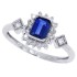 Emerald Cut Sapphire Diamond Ring 14Kt White Gold