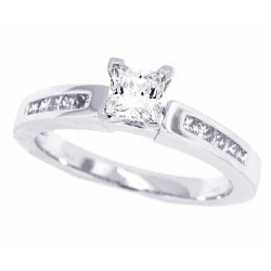 Princess Cut Diamond Engagement Ring 14Kt Gold CZ Center