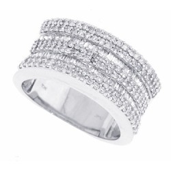 Genuine Diamond Wide Band Ring in 10Kt White Gold