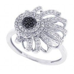 Black and White Diamond Fashion Ring in 10Kt White Gold