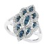 Blue and White Genuine Diamond Fashion Ring 10Kt White Gold