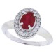 14Kt White Gold Fine Ruby and Diamond Halo Engagement Ring 