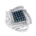 Blue and White Diamond Fashion Ring in 14Kt White Gold