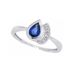 Natural  Sapphire and Diamond Ring in 14kt White Gold  
