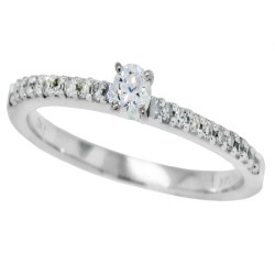 Genuine Diamond Engagement Ring 10Kt White Gold 0.33 cttw