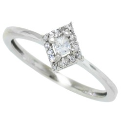 10Kt White Gold Princess Cut Genuine Diamond Promise Ring