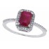 Emerald Cut Genuine Ruby Diamond Engagement Ring 14Kt Gold