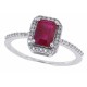 Emerald Cut Ruby Diamond Engagement Ring 10Kt White Gold