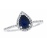 Natural Sapphire and Diamond Halo Ring 10Kt Gold Pearshaped