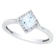 10Kt White Gold Aquamarine and Diamond Ring Princess Cut 