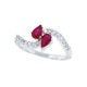 14kt White Gold Pear Shaped Ruby and Diamond Ring  