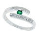 Emerald and Diamond Bypass Ring in 14kt White Gold