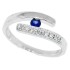 Blue Sapphire and Diamond Bypass Ring in 14kt White Gold  