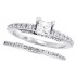 14Kt White Gold Diamond Wedding Set with Princess Cut Cubic Zirconia Center