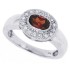 14Kt White Gold Garnet Diamond Halo Ring 14Kt White Gold Oval