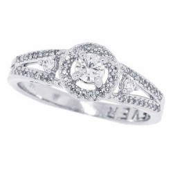 Genuine Diamond Halo Engagement Ring in 14kt White Gold