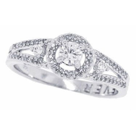 Genuine Diamond Halo Engagement Ring in 14kt White Gold Genuine Diamond Halo Engagement Ring in 14kt White Gold