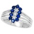 Genuine Sapphire Diamond Right Hand Ring 14Kt White Gold