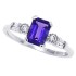 10Kt White Gold Emerald Cut Amethyst and Diamond Ring