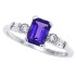 14Kt White Gold Emerald Cut Amethyst and Diamond Ring