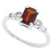 Emerald Cut Garnet and Baguette Diamond Ring 14Kt White Gold