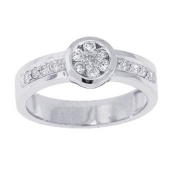 10Kt White Gold Channel Set Cluster Diamond Band