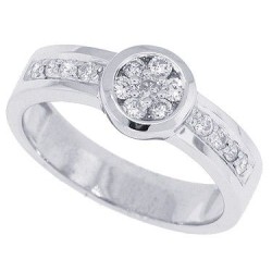 10Kt White Gold Channel Set Cluster Diamond Band