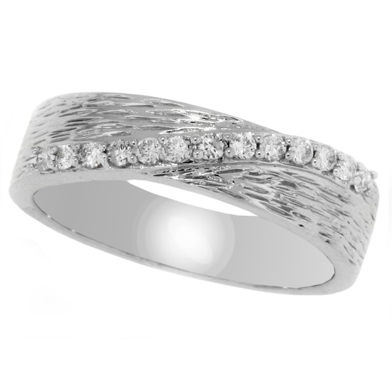 Genuine Diamond Wedding Band in 10Kt White Gold