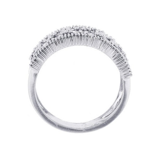 Baguette and Round Wide Diamond Band in 14Kt White Gold