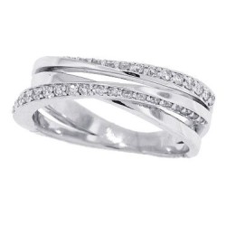 Genuine Diamond Right Hand Band in 14Kt White Gold