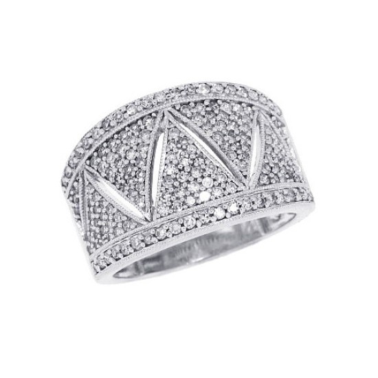 3/4ct Zig Zag Right Hand Wide Diamond Band in 14Kt White Gold