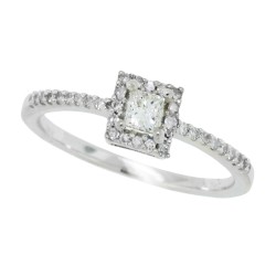 Princess Cut Diamond Engagement Ring 10Kt White Gold 1/ cttw