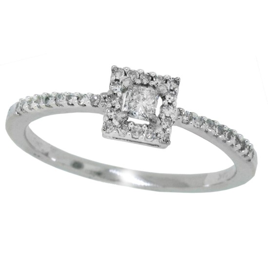 Princess Cut Genuine Diamond Engagement Ring 10Kt White Gold