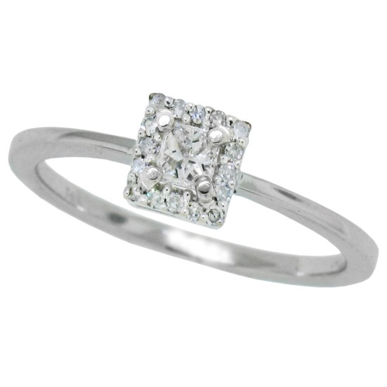 Princess Cut Diamond Engagement Ring 10Kt White Gold