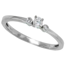 Diamond Three Stone Ring 10Kt White Gold 0.15 cttw