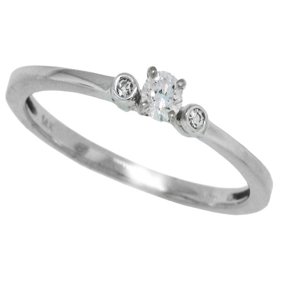 Diamond Three Stone Ring 10Kt White Gold 0.15 cttw