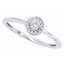 Genuine Diamond Halo Engagement Ring 10Kt White Gold 0.20 cttw
