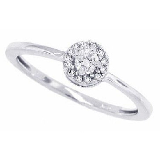 Genuine Diamond Halo Engagement Ring 10Kt White Gold 0.20 cttw Genuine Diamond Halo Engagement Ring 10Kt White Gold 0.20 cttw