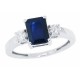  Blue Sapphire and Diamond Three Stone Ring 10Kt White Gold