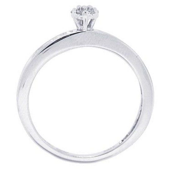 Genuine Diamond Cluster Engagement Ring in 10Kt White Gold