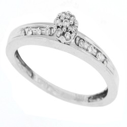 Genuine Diamond Cluster Engagement Ring in 10Kt White Gold